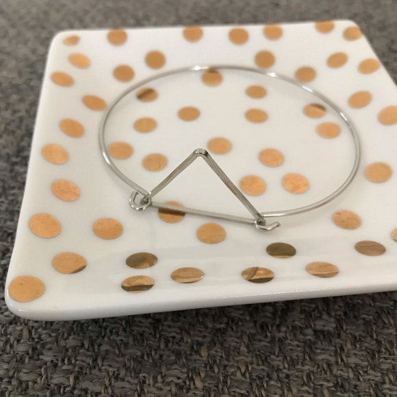 Silver Geometric Bangle Bracelet - Picture 3 of 4